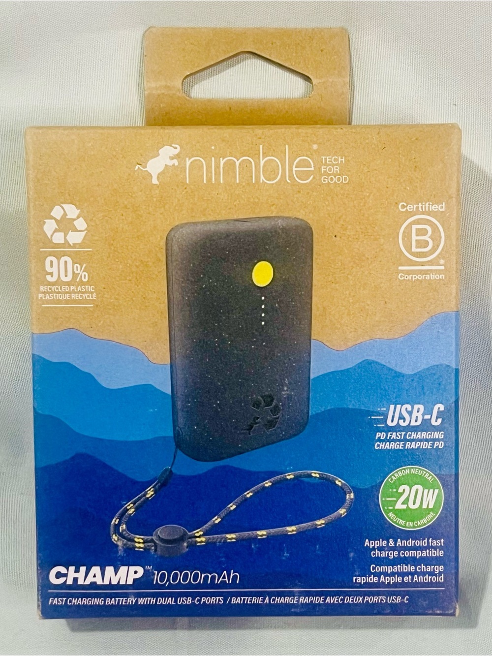 Nimble CHAMP 10,000mAh Portable Power Bank USB-C in Black